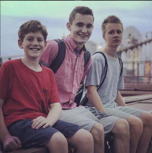 Robbie, Dylan and Jack on the Brooklyn Bridge